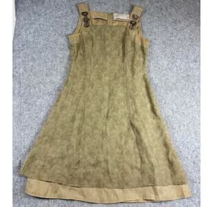 VINTAGE H Moser Mini Dress Womens Brown Linen Jacquard Trachten 90s Size 36